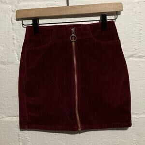 Mudd Wine Burgundy Front Zip Mini Skirt - Size 0